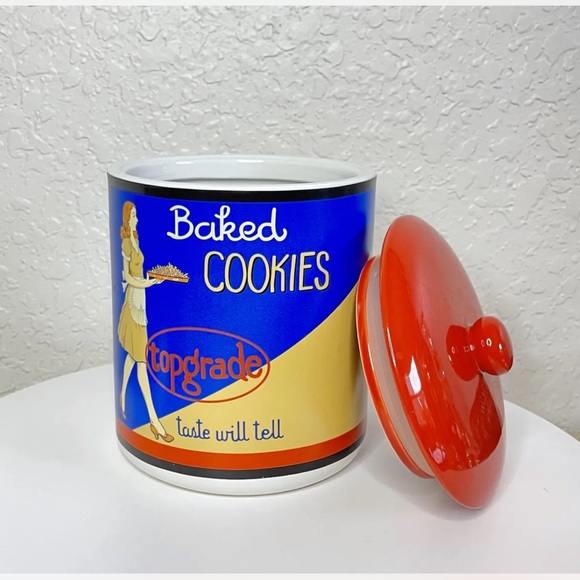 Vintage Square Nest Ceramic Cookie Jar Canister ‘BAKED COOKIES’ - Picture 3 of 9